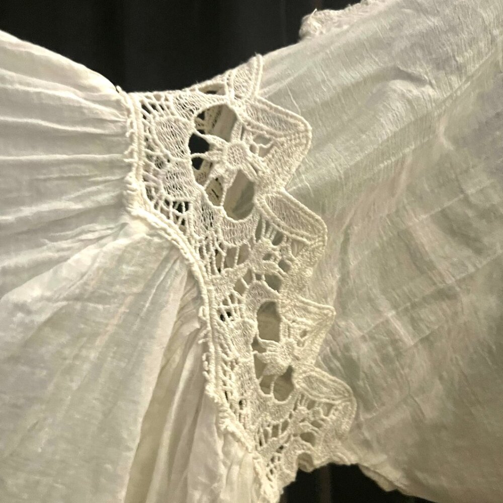 Free People FP One / Frayed Bell Sleeve/ Boho / Crochet Lace / Ivory  XS/S - Picture 6 of 11